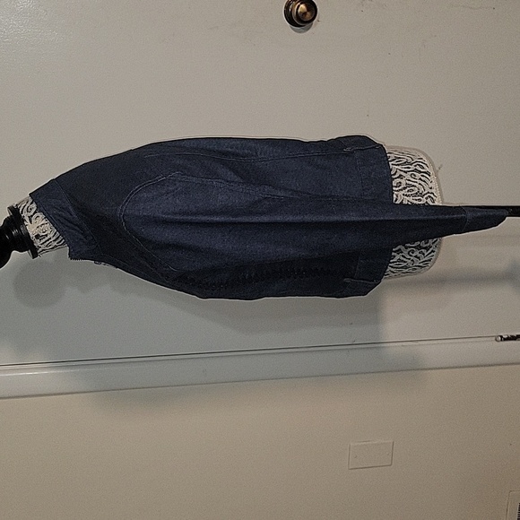 CC Club Classic Denim Jacket Embroidered Zippered Front Bodycon Sexy Contemporar - Picture 4 of 6